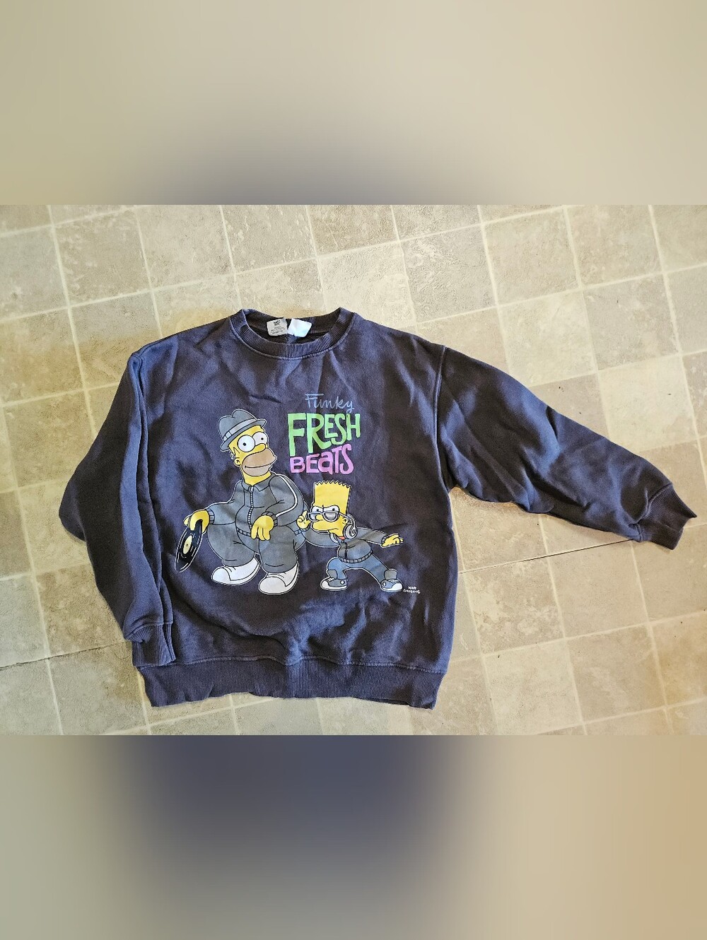 Zara x The Simpsons Kids Sweatshirt Size 13-14 Grey Funky Fresh Beats Homer Bart